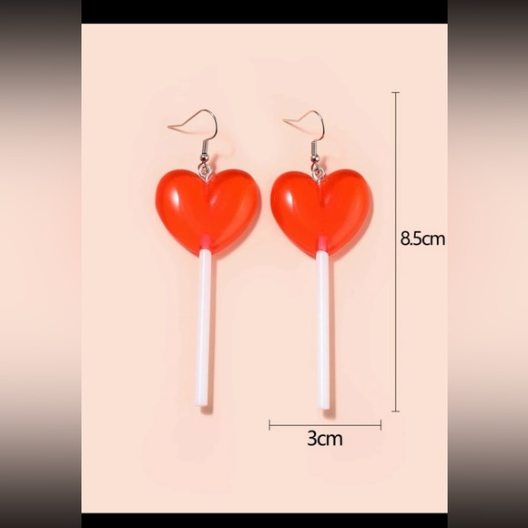 Heart Drop Earrings - Picture 4 of 5